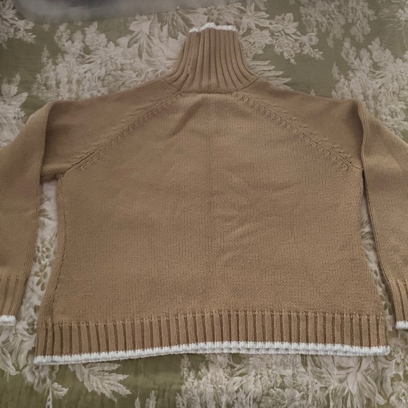 Cozy Tan Turtleneck Sweater with Snowflake Design - Picture 3 of 3